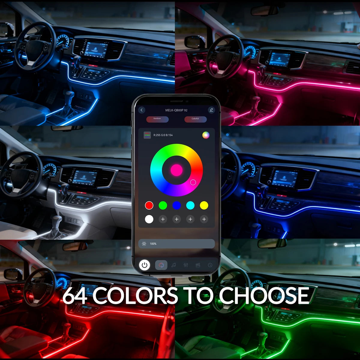 GlowMotion 18-in-1 RGB Car Ambient Lights (64 Colors)